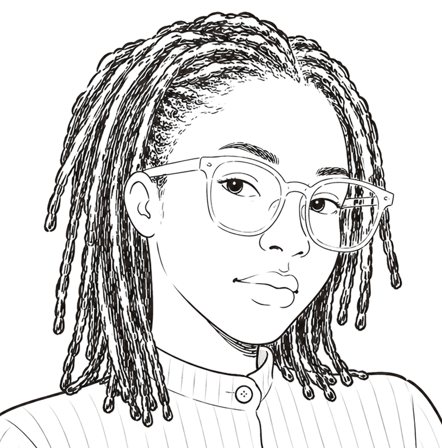 Hand-drawn portrait illustration of Tumi